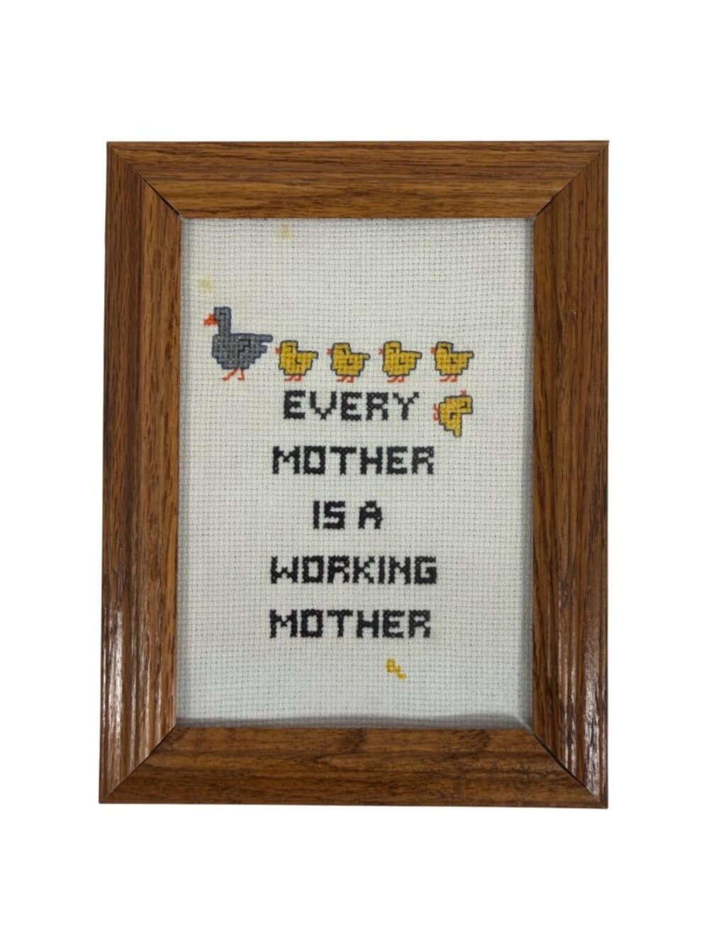 Handmade Cross-Stitch Framed Art - Every Mother Is A Working Mother - Ducklings